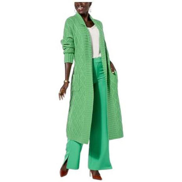 G by Giuliana Black Label Cable Knit Belted Cardigan Greenbriar - Regular - Picture 1 of 1